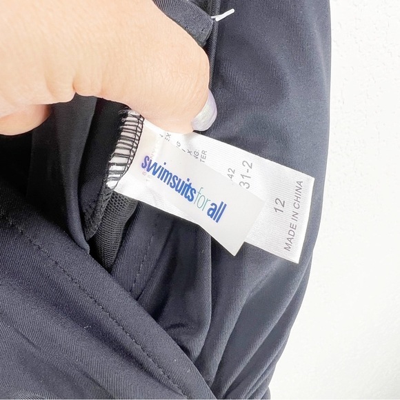 Swimsuits For All Sarong Front Black One Piece Size 12 NWT - Picture 4 of 9